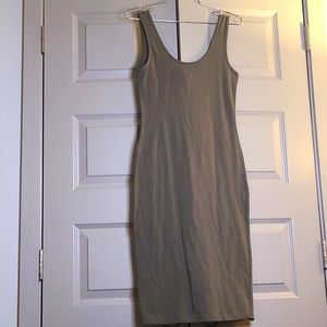 NWOT army green tank stretchy bodycon dress A1